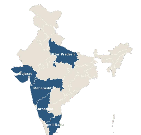 Map of India highlighting the leading organised factory-employment states